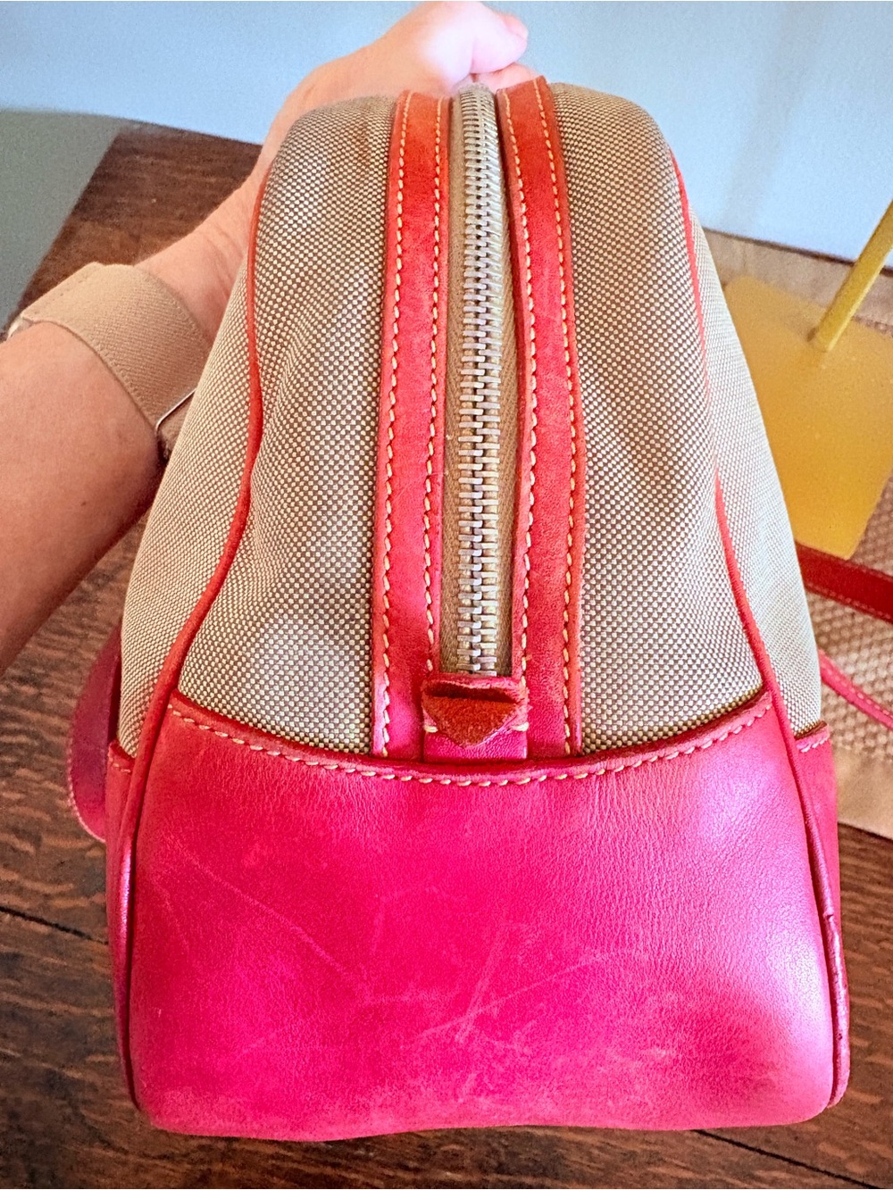 Prada Vintage Bowler Bag Jacquard and Leather Y2K - Picture 5 of 15